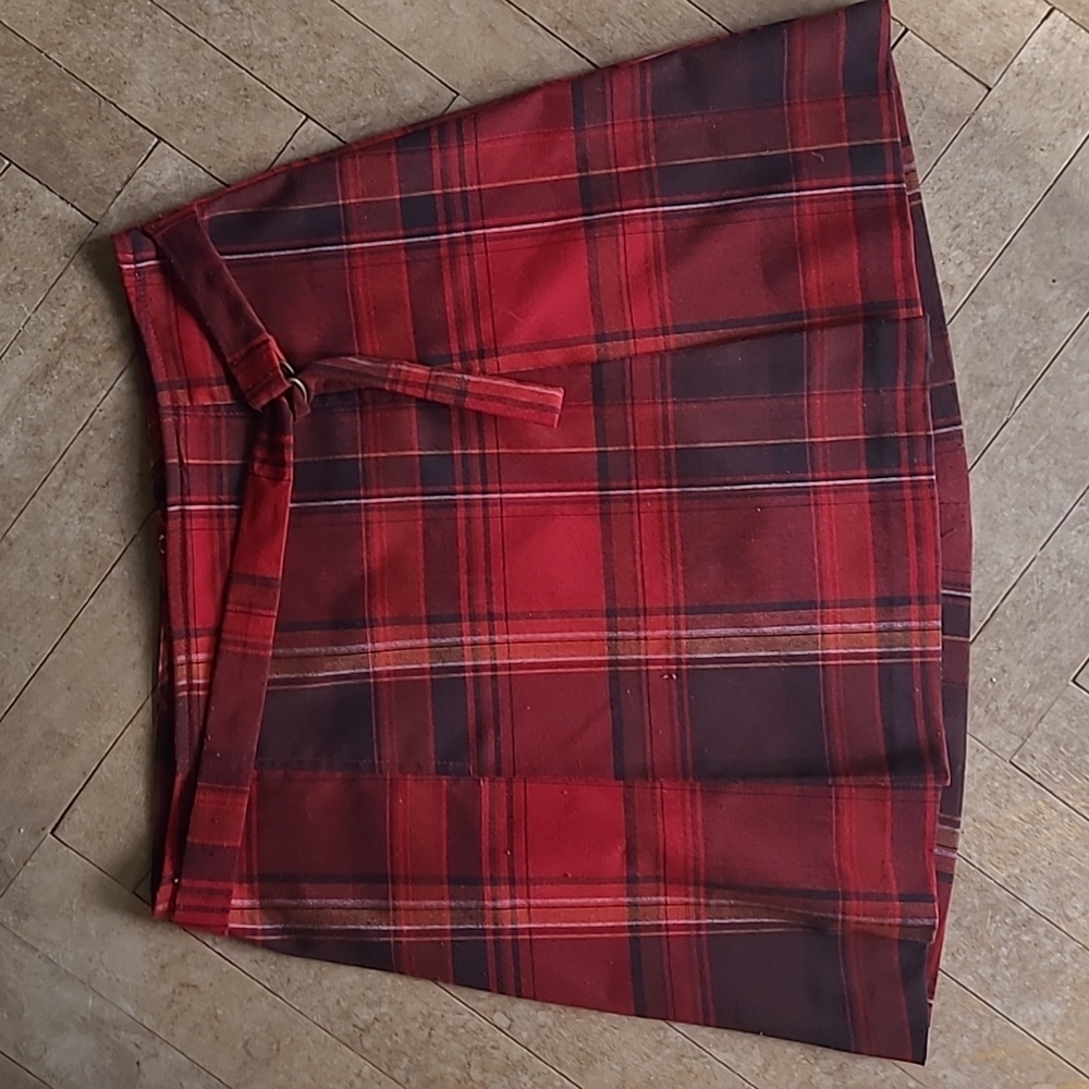 Red plaid One Wrapper mini skirt size 3